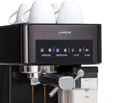 Klarstein Koffiemachine Arabica Comfort portafiltermachine 1350 watt 20 bar 1,8 liter touch control - Espressomachine - Stoompijpje LED - RVS - Coffee Machine Koffieautomaat