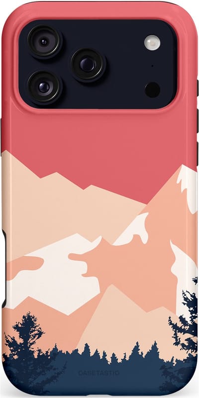 Casetastic hoesje geschikt voor Apple iPhone 17 Pro Max - MagSafe - Dubbellaagse bescherming - Bergen bij stille toppen - Fashion Case - Koraal Donkergrijs Zand Perzik