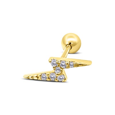 New Bling 9NBSAM-G230349 Gouden Piercing - Zirkonia - 3,3x10,1mm - 11,1mm Totaal Lengte Piercing - 14 Karaat - Goud
