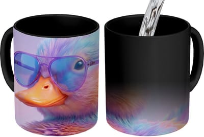 Magische Mok - Foto op Warmte Mokken - Koffiemok - Eend - bril - Pastel - Magic Mok - Beker - 350 ML - Theemok