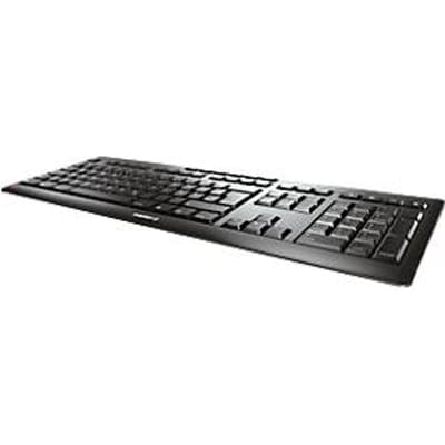 Draadloos toetsenbord Cherry STREAM KEYBOARD WIRELESS, QWERTZ, numeriek toetsenblok, 10 extra toetsen, tot 10 m, USB-A, Blaue Engel, zwart