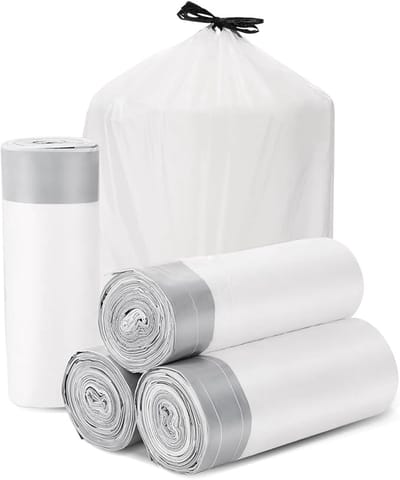 vuilniszakken met trekkoord - 10Rollen x 15 Stuks (Totaal 150) - Met Handig Trekkoord - Krasvrij & Warmtebestendig - 150 afvalzakken 44.5x49 cm - dik en stevig - voor badkamer kantoor en auto