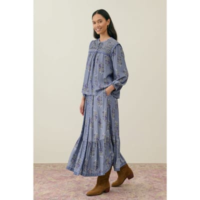 Louise Misha Blouse Bonnie Cloudy Blue Bouquets Größe: 36 | Blusen Outlet | Damen | Blau