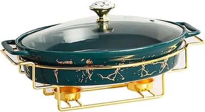 Chafing Dish Set - Buffet warmer Voedselverwarmer - Feesten organiseren - Imitatie marmeren afwerking - 105 Quart - Groen