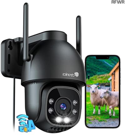 RFWR® Buitenbewakingscamera 360° PTZ IP-camera met 4G, Menselijke Detectie en Nachtzicht tot 30 m
