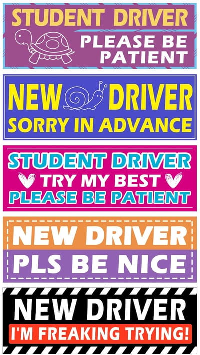 Dailygoods- Autostickers 5 Stuks - Magnetische Stickers voor Nieuwe Bestuurders - Verwijderbare Accessoires - Veiligheidsbord - Hulpmiddelen voor Studenten