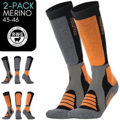 MowMow Skisokken Merino 2-pack - Zilverionen - Antibacterieel - Heren - Dames - Maat 43-46