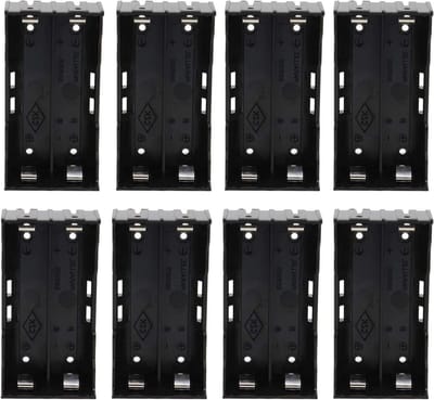 8-delige set 2 × 3.7 V 18650 batterijbox met plastic deksel en 4 pinnen + 2 plastic batterijhouders voor 18650 accu's