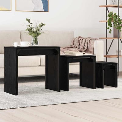 vidaXL - Salontafel - 3 - st - Zwart - Eiken - 60 - x - 35 - x - 56 - cm - Bewerkt - hout