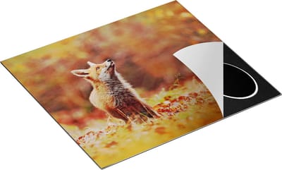 Chefcare Inductie Beschermer Vos in het Bos tussen de Bladeren - 60x50 cm - Afdekplaat Inductie - Kookplaat Beschermer - Inductie Mat