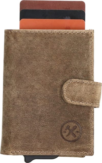 Hide & Stitches Idaho Safety Wallet - 100% Leer - Donkerzand