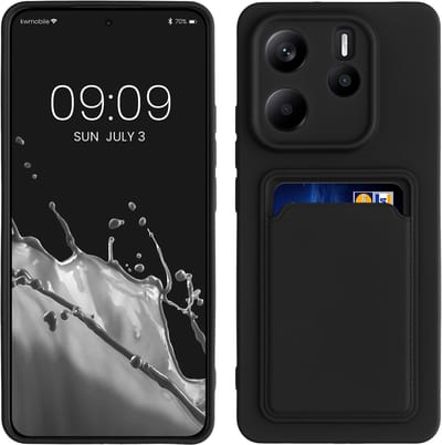 kwmobile telefoonhoesje geschikt voor Xiaomi Redmi Note 14 4G - Hoesje met pasjeshouder - TPU case in mat zwart