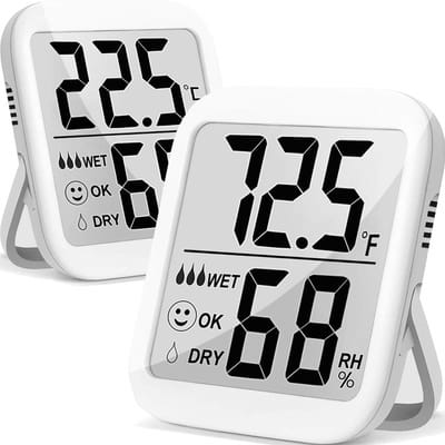 GELLDG Binnenthermometer en hygrometer set - Tweedelige set - Digitale thermometer en hygrometer - Geschikt voor kassen, woonkamers, kwekerijen, wijnkelders - Batterijen inbegrepen