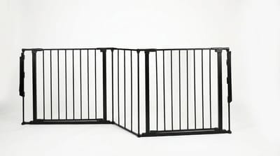 Safetots Overloop Oplossing met Twee Deuren en Meerdere Panelen voor Trappen Omhoog en Omlaag, Zwart, 200cm lang, Inclusief 2 Deurtjes