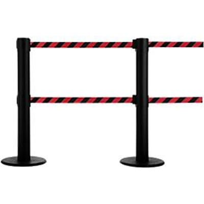 Afzetpaal GLA 89, trekband elk met lengte 9 m, 3-voudig koppelbaar, zwart/rood