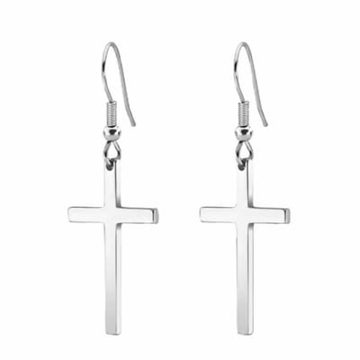 Zilver Oorbellen- kruis rvs- oorhanger- Charme Bijoux