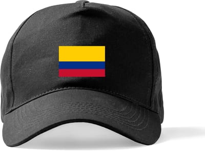 Zwarte Pet Beechfield met Wereldvlaggen, land Colombia klittenbandsluiting