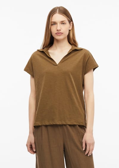 Mouwloos polo in flammé jersey casual pasvorm dames s.Oliver