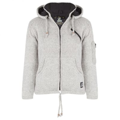 Gebreid Wollen Heren/Uni Vest van Schapenwol met Polyester Fleece voering en afneembare capuchon - SHAKALOHA - M Crush Ziphood S