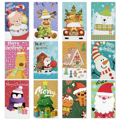 Dailygoods- Kerstnotitieboeken Set van 12 - Mini Notitieboekjes