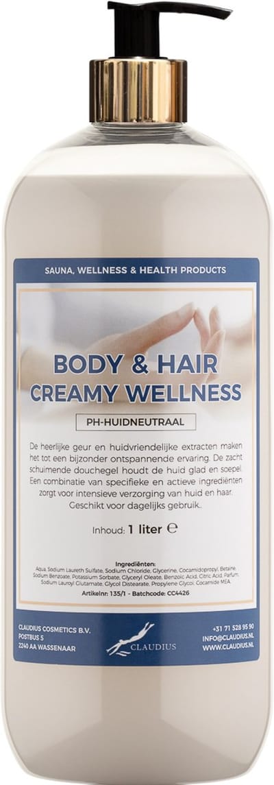 Body & Hair Creamy Wellness 1 liter met gouden pomp - 2 in 1 voor lichaam en haar