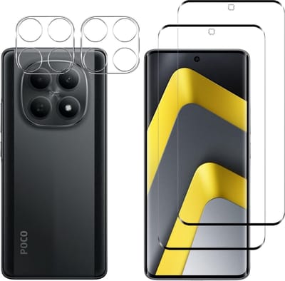 Screenprotector geschikt voor Xiaomi Poco M8 5G - 2 stuks Beschermglas van glas Transparante glazen schermbeschermfolie + 2 stuks Camera Protector