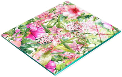 Gehard multifunctioneel decoratief bord van glas met bloemenpatroon, 60x52 cm