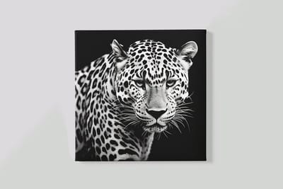 Canvas Schilderij - Wilde Dieren - Luipaard - Grijs - Portret - 40x40x2 cm