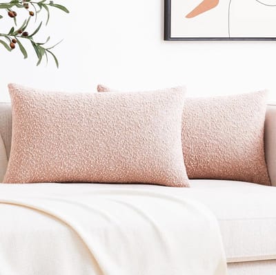 Sierkussenslopen Bouclé - Decoratieve Kussenhoezen - Bank en Bed - Zachte Textuur - 30 x 50 cm - Oudroze