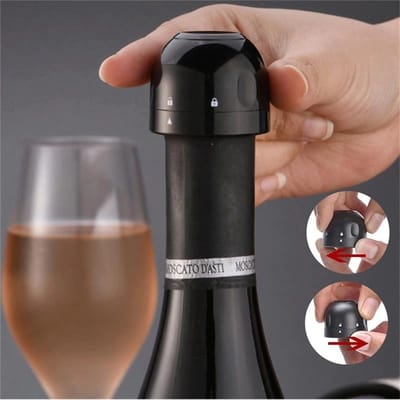 Waledano® Wijnstopper - Wijnafsluiter - Wijndop - Champagnestopper - Roterend Slot - Keukengereedschap - Siliconen - Flessenstop - Flesafsluiter