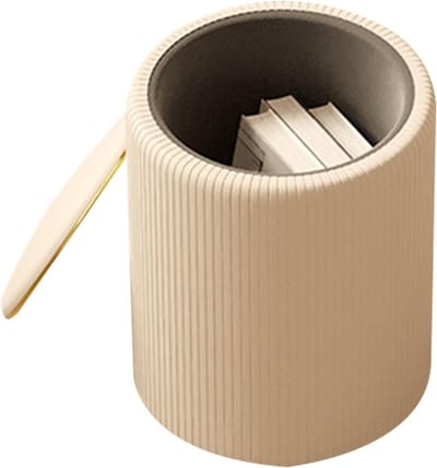 Ronde Poef - Voetenbankje Opbergruimte - Extra Zitplaats - Massief Houten Frame - 31x31x43 cm - Zwart