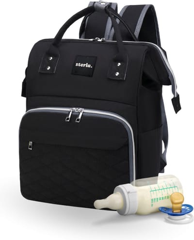 Luiertas Rugzak met USB-Aansluiting – Ruime Mama Tas met Geïsoleerde Vakken - Inclusief Kinderwagen Haken en Waterafstotend Materiaal – Zwart