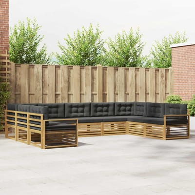 vidaXL - Buiten - bank - set - 9 - st - Wit - en - antracietkleurig