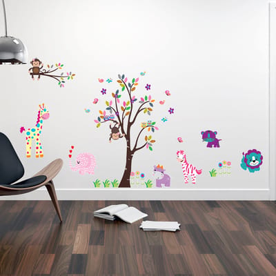 Decoratieve muurstickers: Kleine dieren die in de tuin spelen