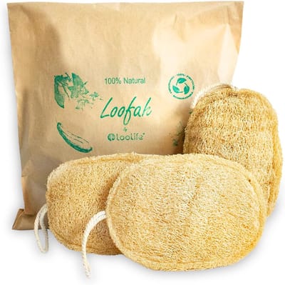 Set van 3 Natuurlijke Loofah Sponges voor Exfoliëren - Biologisch Afbreekbare Douche- en Badscrubber