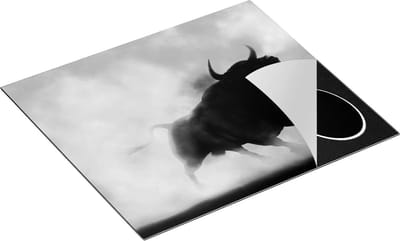 Chefcare Inductie Beschermer Zwarte Stier in het Stoffige Rook - Zwart Wit - 60x50 cm - Afdekplaat Inductie - Kookplaat Beschermer - Inductie Mat