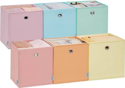 SONGMICS - Opbergbox - Opbergdoos - Set van 6 - Vouwbare - Kast en Organisatie Slaapkamer Woonkamer