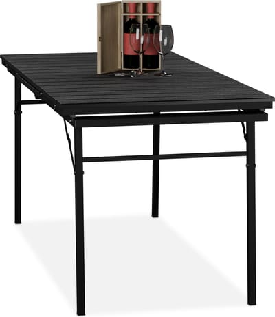 tuintafel inklapbaar - uitschuifbaar 166-215 cm - kunststof - staal - 8 personen - zwart