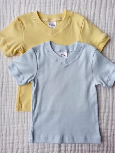 RobyKris Baby T-shirts 2 stuks - Katoen - Blauw/geel - Maat 62-68