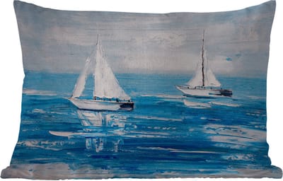 Buitenkussens - Schilderij - Olieverf - Boot - Water - 60x40 cm - Weerbestendig