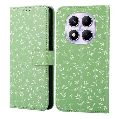imoshion Hoesje - Geschikt voor Xiaomi Redmi Note 14 Pro (4G) - Design Bookcase smartphone - Green Flowers