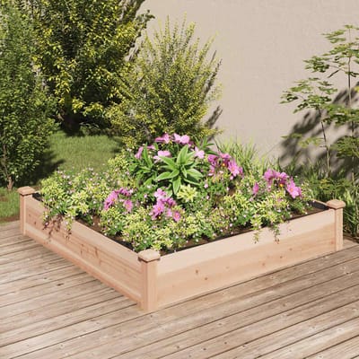 vidaXL - Plantenbak - verhoogd - met - voering - 120x120x25 - cm - massief - vurenhout