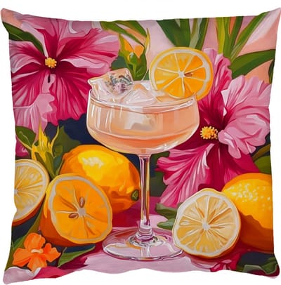Sierkussens - Kussentjes Woonkamer - 50x50 cm - Drink - Bloemen - Yellow