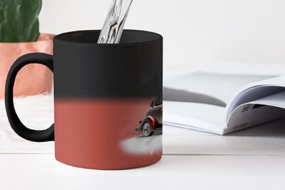 Magische Mok - Foto op Warmte Mokken - Koffiemok - Auto - Roze - Vintage - Vlammen - Magic Mok - Beker - 350 ML - Theemok