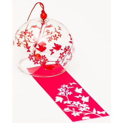1 ST Japans Windspel Japanse Windgongen Handgemaakt Glas Furin Huisdecoraties Spa Keuken Kantoordecor Sakura Kersenbloesem Patroon red