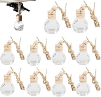 Auto-parfumfles Leeg - 10 Stuks - Navulbaar - Houten Diffuser - Robuust Materiaal - Transparant Glasontwerp - Luchtverfrisser