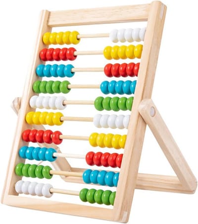 Houten Telraam - Rekenrek Kinderen - Vroeg Leren - Fijne Motoriek - 23.7 cm - Kleurrijk
