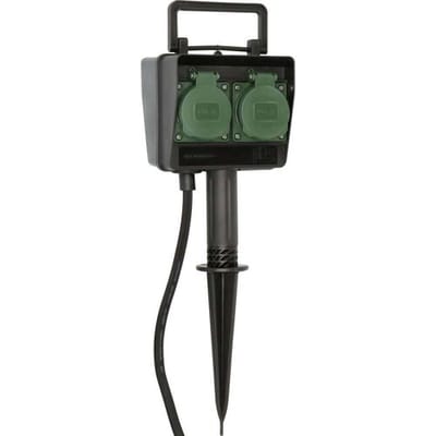 Brennenstuhl Tuincontactdoos 4-voudig op spies met 10 m Kabel (Weerbestendige kunststof, Tuinstekkerdoos met waterdichte behuizing)