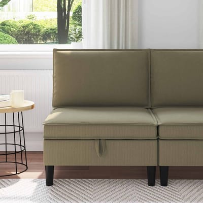 vidaXL - Midden - Sofa - met - Opbergruimte - Kaki - Fluweel