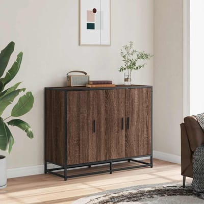 vidaXL - Dressoir - 94x35x76 - cm - bewerkt - hout - bruin - eikenkleur